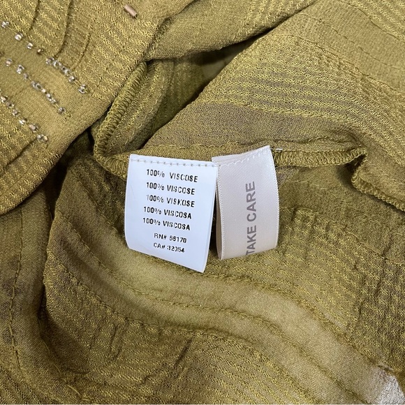 Anthropologie Blank London green beaded sequined mock neck blouse smocked XS - Picture 11 of 12